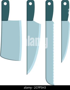 Illustrazione in stile retrò dei coltelli da cucina. Illustrazione Vettoriale