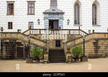 Ingresso al castello di Namest nad Oslavou nel Repubblica Ceca Foto Stock