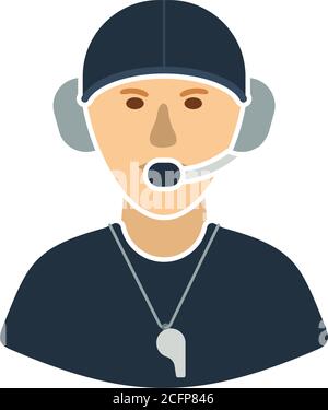 Icona allenatore di calcio americano. Design a colori piatti. Illustrazione vettoriale. Illustrazione Vettoriale