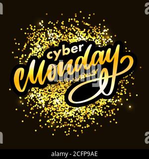 Lettera del Cyber monday. Vettore banner vendita Cyber monday. Design del banner Cyber monday. Background tecnologico. Pubblicità per eventi di concetto. Shopping natalizio. Illustrazione Vettoriale