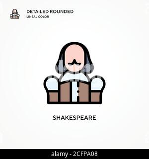 Icona vettore shakespeare. Concetti moderni di illustrazione vettoriale. Facile da modificare e personalizzare. Illustrazione Vettoriale