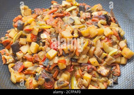 Piatto di verdure indiane sabzi in padella Foto Stock