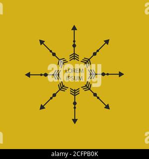 Cornice composta da frecce. Bordo moda, modello per logo hipster o icona Illustrazione Vettoriale