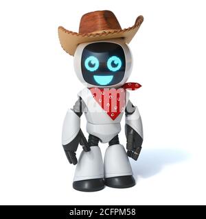 Piccolo cowboy robot 3d rendering Foto Stock