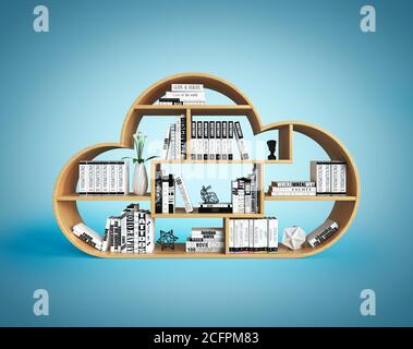 Librerie a forma di cloud, online libreria scaffale concetto 3D rendering Foto Stock