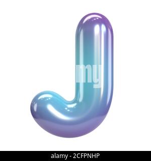 Carattere rotondo viola e blu, bollatura come lettere e numeri, lettera di rendering 3d J Foto Stock