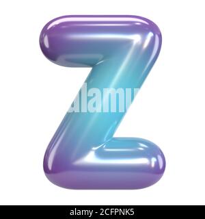 Carattere rotondo viola e blu, bollatura come lettere e numeri, rappresentazione 3d della lettera Z Foto Stock