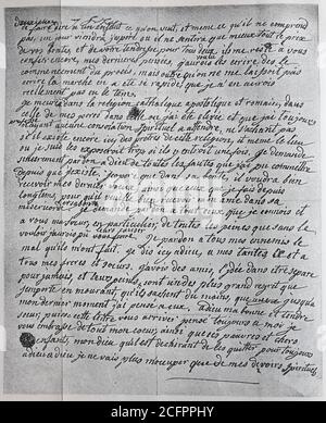 L'ultima lettera della Regina Maria Antonietta, 2 novembre 1755 - 16 ottobre 1793 l'Arciduchessa Maria Antonia d'Austria, scritta la mattina prima della loro esecuzione a Madame Elisabeth, sorella di Luigi XVI, parte 2 / Der letzte Brief der Königin Maria Antoinette, 2. Novembre 1755 - 16. Oktober 1793, Erzherzogin Maria Antonia von Österreich, geschrieben am Morgen vor ihrer Hinrichtung an Madame Elisabeth, die Schwester Ludwigs XVI, Teil 2, Historisch, storico, digitale riproduzione migliorata di un originale del 19 ° secolo / digitale Reduction einer Originalvorlage dem aus 19. Jahrhundert Foto Stock