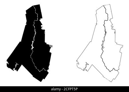 Androsoggin County, Maine (Stati Uniti, Stati Uniti d'America, Stati Uniti, Stati Uniti, Stati Uniti) mappa vettoriale illustrazione, scrimble schizzo Androsoggin Parish mappa Illustrazione Vettoriale