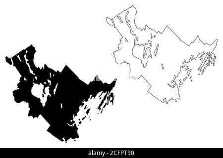 Cumberland County, Maine (Stati Uniti, Stati Uniti d'America, Stati Uniti, Stati Uniti, Stati Uniti) mappa vettoriale, schizzo della mappa Cumberland Parish Illustrazione Vettoriale