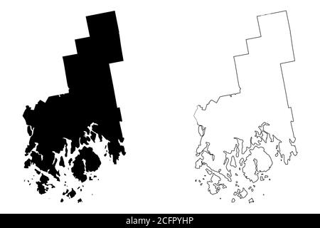 Hancock County, Maine (Stati Uniti, Stati Uniti d'America, Stati Uniti, Stati Uniti, Stati Uniti) mappa vettoriale illustrazione, abbozzare schizzo Hancock Parish mappa Illustrazione Vettoriale