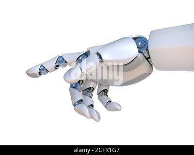 Mano del robot che punta il dito indice, toccando il rendering 3D del gesto Foto  stock - Alamy