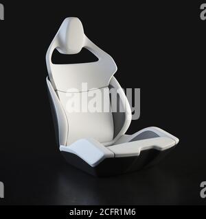Sedile per auto sportivo, design moderno su sfondo nero, rendering 3d Foto Stock