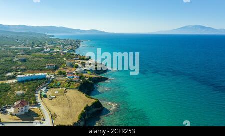 Vista aerea della spiaggia di Katragaki, Tragaki, Zante, Grecia Foto Stock