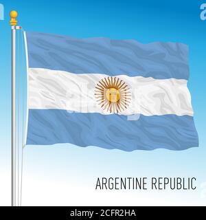 Bandiera nazionale argentina, Sud america, illustrazione vettoriale Illustrazione Vettoriale