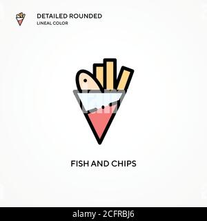 Icona vettoriale Fish and Chips. Concetti moderni di illustrazione vettoriale. Facile da modificare e personalizzare. Illustrazione Vettoriale