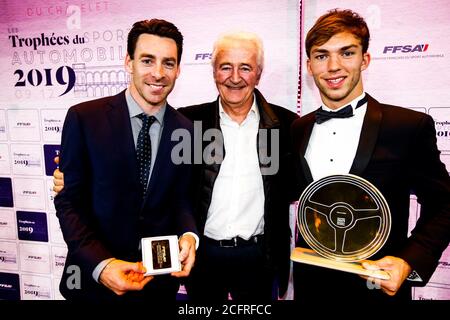 Hughes de Chaunac con PAGENAUD Simon (fra), 500 Indy 2019 vincitore e GASLY Pierre, F1 Toro Rosso pilota, ritratto durante il TrophÈe 2019 du Sport Automobile FFSA, Parigi, 9 dicembre, Francia - Foto Jean Michel le Meur / DPPI Credit: LM/DPPI/DPPI/Jean Michel le Meur/Alamy Live News Foto Stock