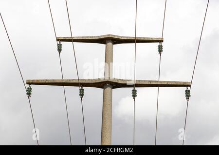 Immagine delle linee elettriche aeree Foto Stock