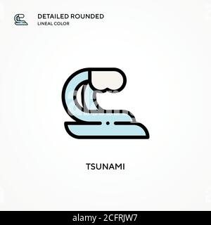 Icona vettore tsunami. Concetti moderni di illustrazione vettoriale. Facile da modificare e personalizzare. Illustrazione Vettoriale