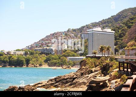 Sheraton Hotel, Rio De Janeiro, Brasile 2019. Situato tra la trendy barra da Tijuca e la famosa spiaggia di Ipanema, lo Sheraton Grand Rio Hotel & Resort è Foto Stock