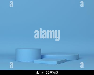 Tre podi. Scena minima. illustrazione 3d Foto Stock
