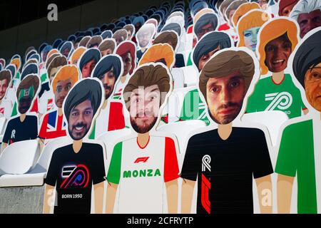 Finti tifosi hanno messo in tribuna durante la Formula 1 Gran Premio Heineken D'italia 2020, 2020 Gran Premio d'Italia, dal 4 al 6 settembre 2020 sulla Foto Stock