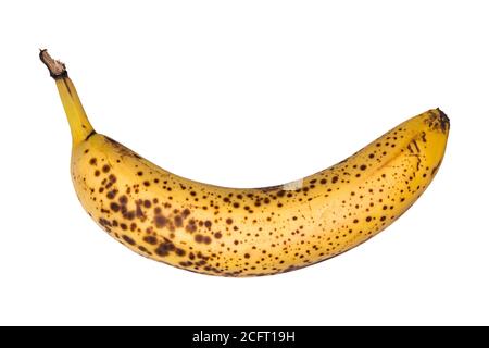 Banana marcio isolato su sfondo bianco. Frutta scaduta. Foto Stock