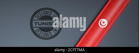 Progettato in Tunisia timbro e bandiera tunisina. Foto Stock
