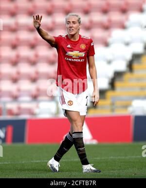 Millie Turner del Manchester United durante la partita della fa Women's Super League al Leigh Sports Village Stadium di Manchester. Foto Stock