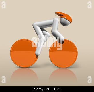 simbolo della pista ciclabile tridimensionale, sport olimpici. Illustrazione Foto Stock