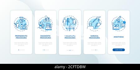 Le procedure mediche consentono di accedere alla schermata della pagina dell'app mobile con i concetti Illustrazione Vettoriale