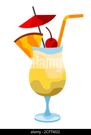 Illustrazione del cocktail Pina Colada. Illustrazione Vettoriale