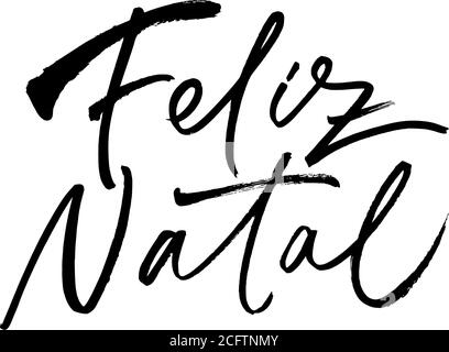 Feliz Natal calligrafia disegnata a mano in portoghese. Illustrazione Vettoriale