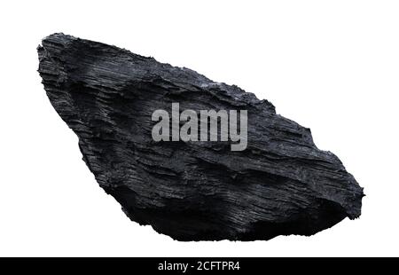 grande roccia scura isolata su sfondo bianco Foto Stock