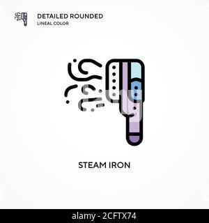 Icona vettoriale del ferro da stiro a vapore. Concetti moderni di illustrazione vettoriale. Facile da modificare e personalizzare. Illustrazione Vettoriale