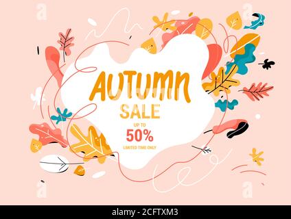 Banner vendita autunno stile alla moda. Illustrazione Vettoriale