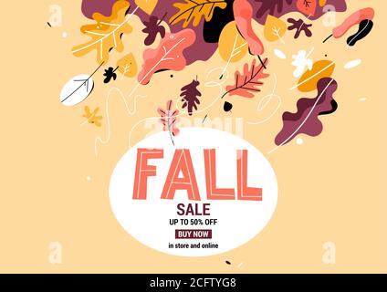 Vendita autunno foglie stagione illustrazione Illustrazione Vettoriale