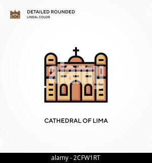 Cattedrale di lima vettore icona. Concetti moderni di illustrazione vettoriale. Facile da modificare e personalizzare. Illustrazione Vettoriale