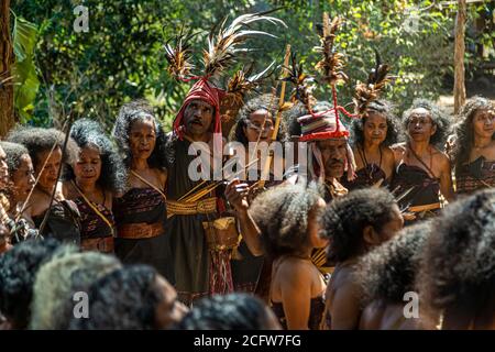 No Moko - No sposarsi. Un sposo novizio sull'isola indonesiana di Flores non può mai riunirsi senza tamburi di bronzo. Crociera con fuoco e draghi del vero Nord, Isole Sunda, Indonesia Foto Stock