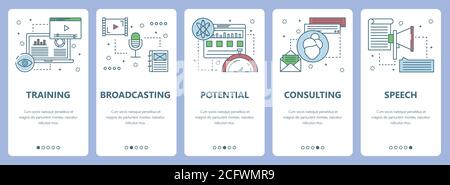 Vetector Banners verticali di concetto di formazione sul design piatto e sottile Illustrazione Vettoriale