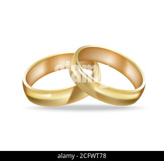 Due anelli d'oro, vettore realistico Illustrazione Vettoriale