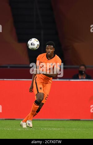 Amsterdam, Paesi Bassi. 7 Settembre 2020. Denzel Dumfries (Paesi Bassi) durante la partita UEFA Nations League 2020-2021 tra Paesi Bassi 0-1 Italia all'Amsterdam Arena il 07 settembre 2020 ad Amsterdam, Paesi Bassi. Credit: Maurizio Borsari/AFLO/Alamy Live News Foto Stock