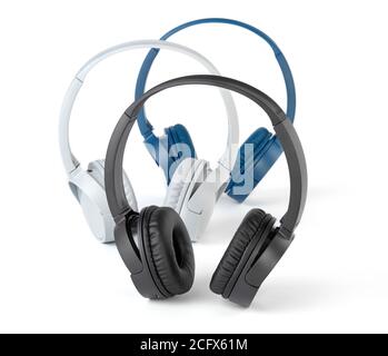 Cuffie wireless su sfondo bianco Foto Stock