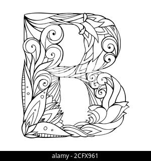 Alfabeto ornamentale bianco e nero. Pagina da colorare Immagine e Vettoriale  - Alamy