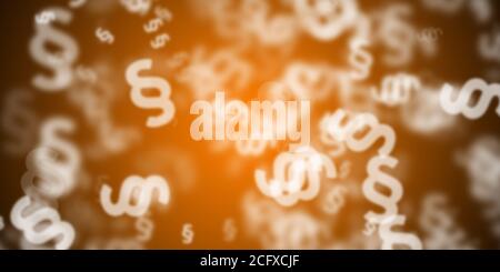 Simboli di paragrafo volanti su sfondo arancione Foto Stock