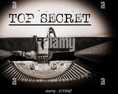 Macchina da scrivere, Top Secret, primo piano Foto Stock