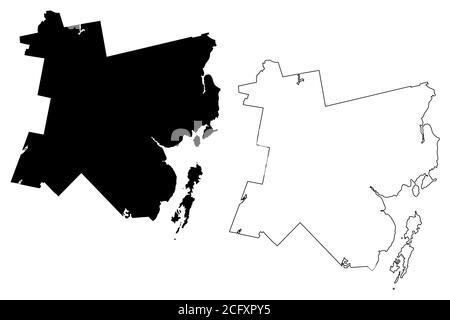 Waldo County, Maine (Stati Uniti, Stati Uniti d'America, Stati Uniti, Stati Uniti, Stati Uniti) mappa vettoriale illustrazione, schizzo scrimolo mappa Waldo Illustrazione Vettoriale