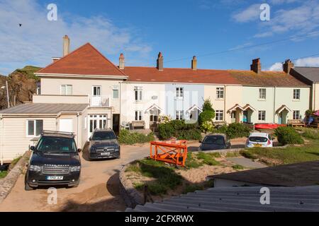 Graziosi cottage con terrazza, Hope Cove, Kinsbridge, Devon, Inghilterra, Regno Unito. Foto Stock