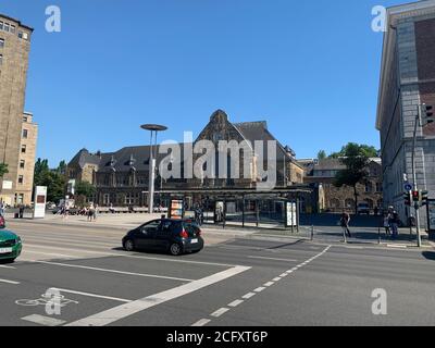 Aachen Hauptbahnhof, nota anche come stazione centrale di Aquisgrana. Aquisgrana, Nord Reno-Westfalia / Germania. Foto Stock