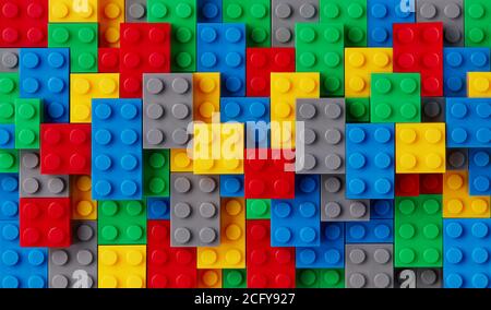 Sfondo del blocco in plastica multicolore Foto Stock